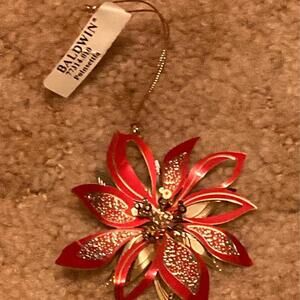 Baldwin 24 kt Gold Finished Brass Poinsetta Ornament